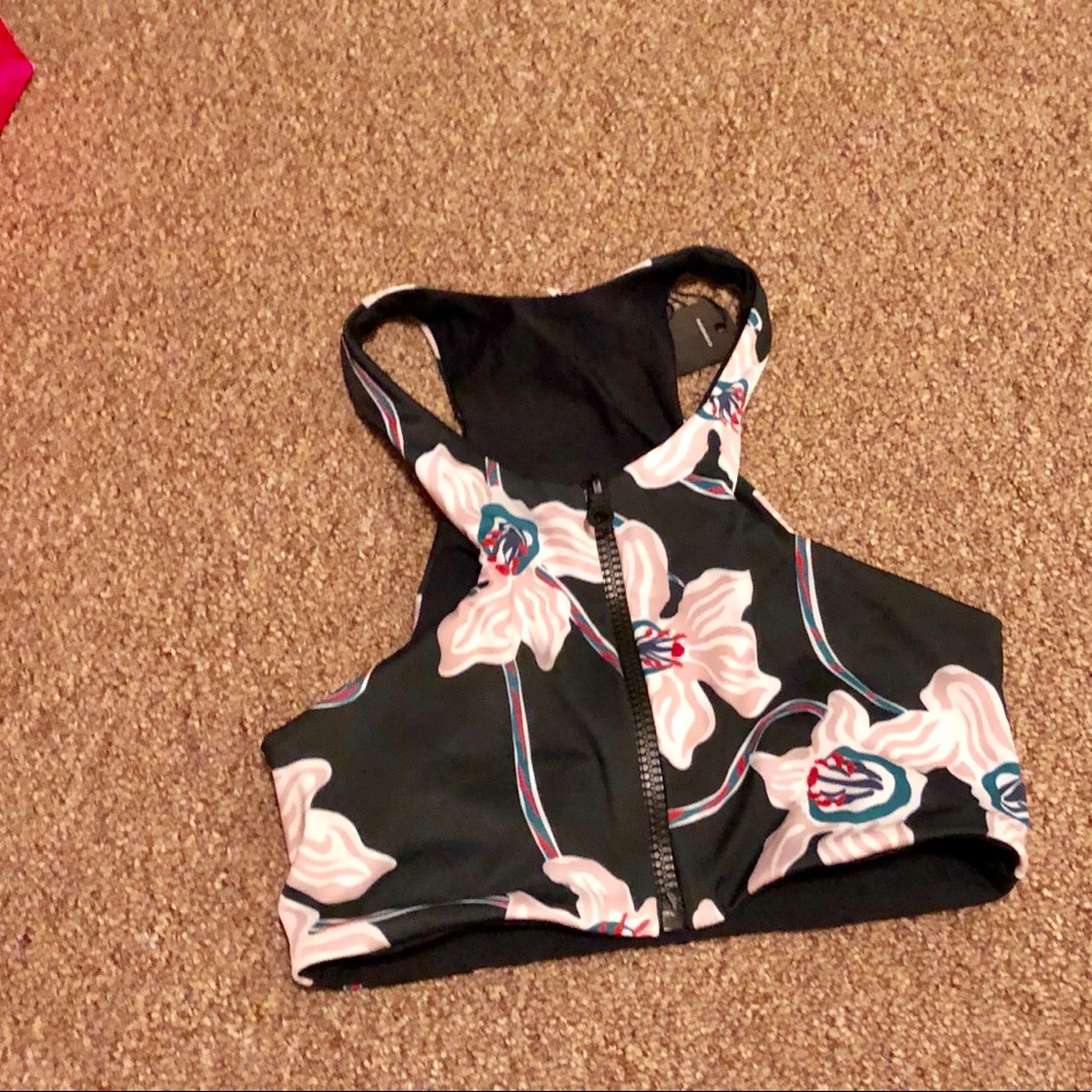 Zip up bikini top
